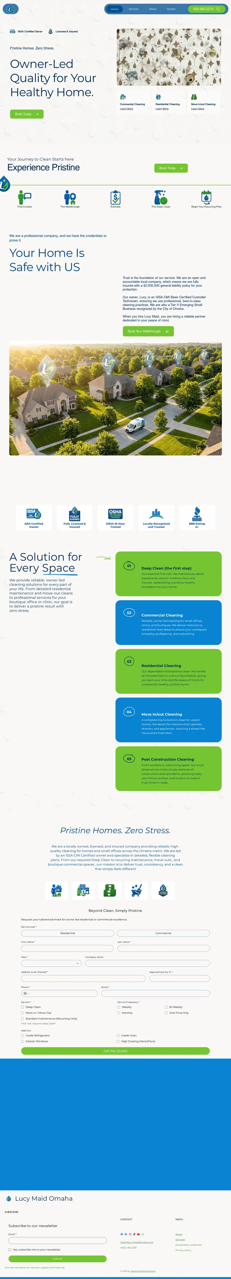 Lucy Maid Cleaning Services website — desktop view