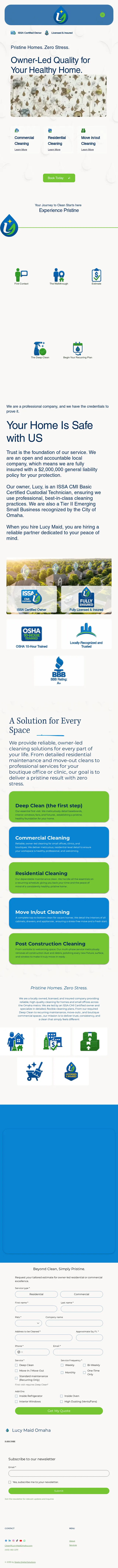 Lucy Maid Cleaning Services website — tablet view